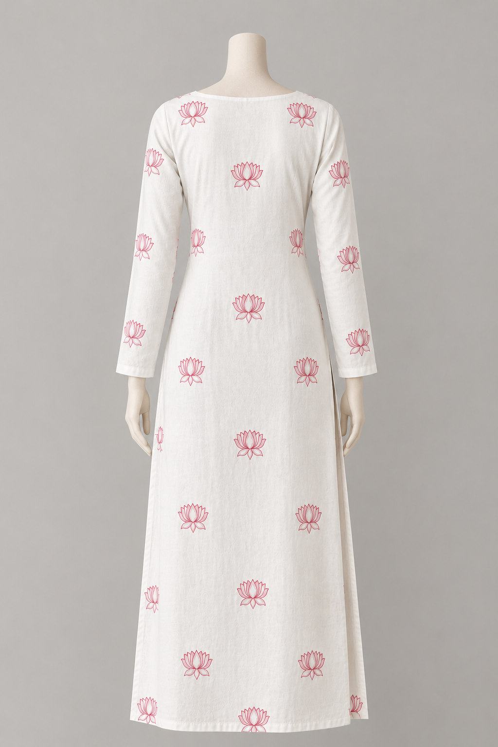 Pink Lotus Printed Straigh kurthi