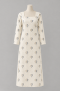 Ivory Bloom Printed Straight Kurti