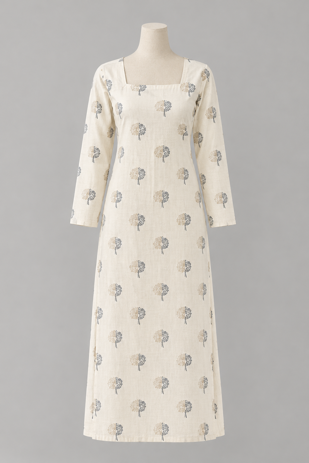 Ivory Bloom Printed Straight Kurti