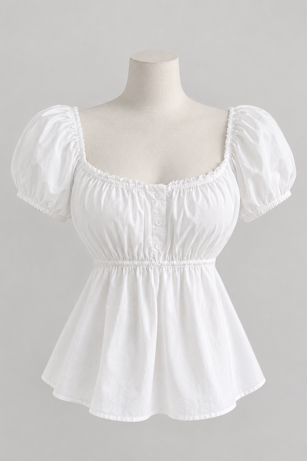 Snow White Puff-Sleeve Peplum Top