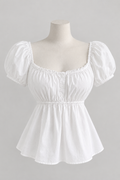 Snow White Puff-Sleeve Peplum Top